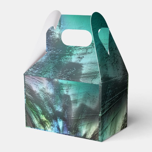 Caixinha De Lembrancinhas Textura de rocha preta em ciano azul para cinza de (Verso)