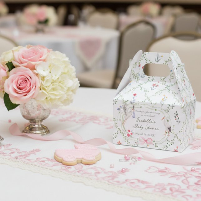 Caixinha De Lembrancinhas The Heirloom Rose & Ribbon Signature Stork (Criador carregado)