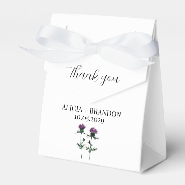 Caixinha De Lembrancinhas Thistle Purple Scottish Floral Modern Wedding (Frente)