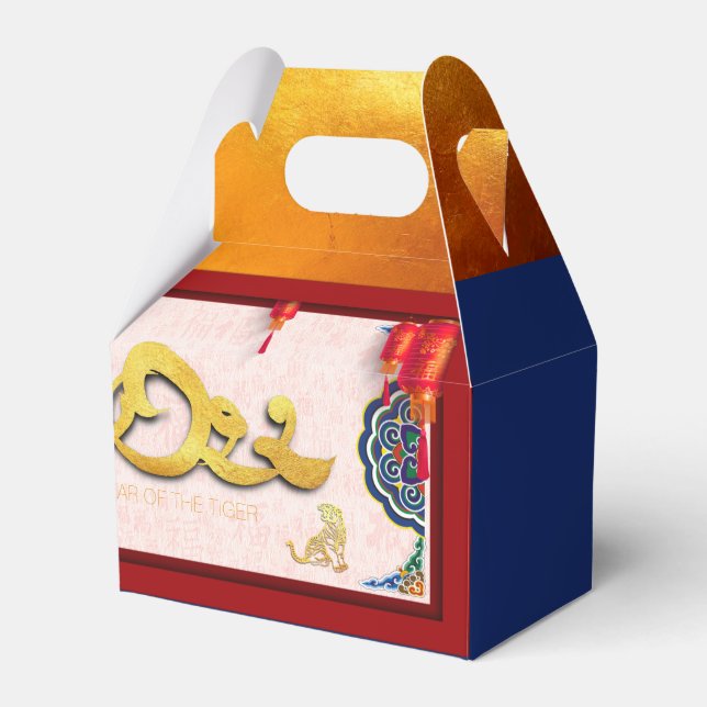Caixinha De Lembrancinhas Tigre Chinês Decorado Ano Novo 2022 GFB (Frente)
