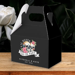 Caixinha De Lembrancinhas Til Death Nos Parte Skulls & Rosa Black Wedding