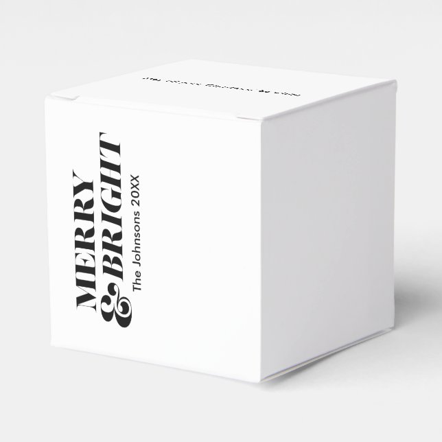 Caixinha De Lembrancinhas Tipografia de Natal Moderno e feliz Brilhante (Frente)