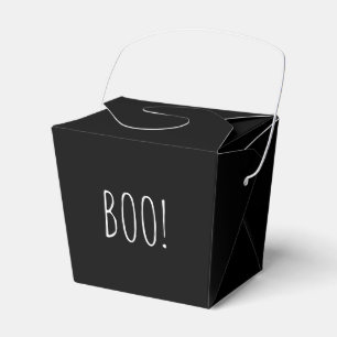 Caixinha De Lembrancinhas Típografia simples e preta do Boo Halloween engraç