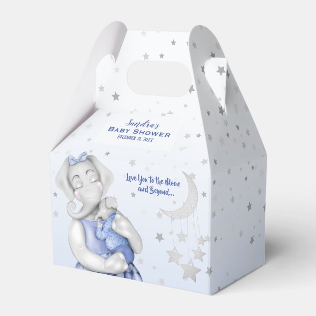 Caixinha De Lembrancinhas To The Moon and Back Elephant Boy Baby Shower (Frente)