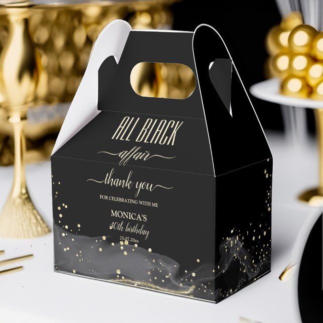 Caixinha De Lembrancinhas Todo o caso negro festa de aniversário elegante mi (All black affair birthday party elegant minimalist favor box )