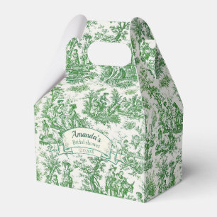 Caixinha De Lembrancinhas Toile de Jouy floral verde vintage Chá de noiva,