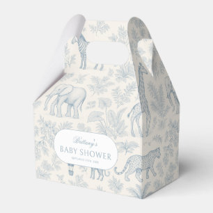 Caixinha De Lembrancinhas Toile De Jouy Safari Animal Blue Boy Chá de fralda