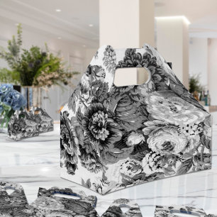 Caixinha De Lembrancinhas Tom cinzento preto & branco Toile floral No.3