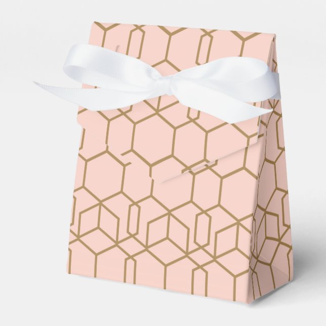Caixinha De Lembrancinhas Tonalidade de Rosa e Dourado Geométrico Glam Boho  (Frente)
