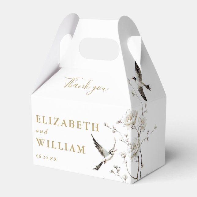 Caixinha De Lembrancinhas Tradicional Casamento de Chinoiserie Dourada Obrig (Frente)