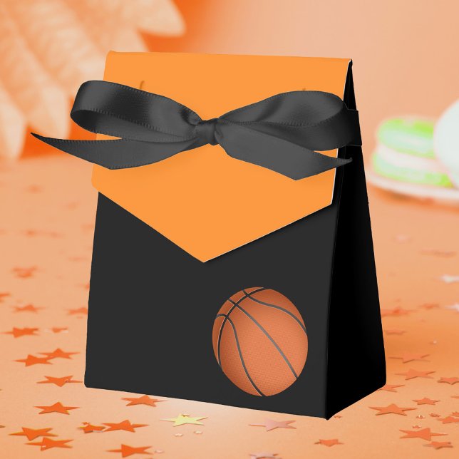 Caixinha De Lembrancinhas Treino de Chás de fraldas Laranja e Negra (Basketball Baby Shower Collection featuring invitations, tableware, decorations, games and more!)
