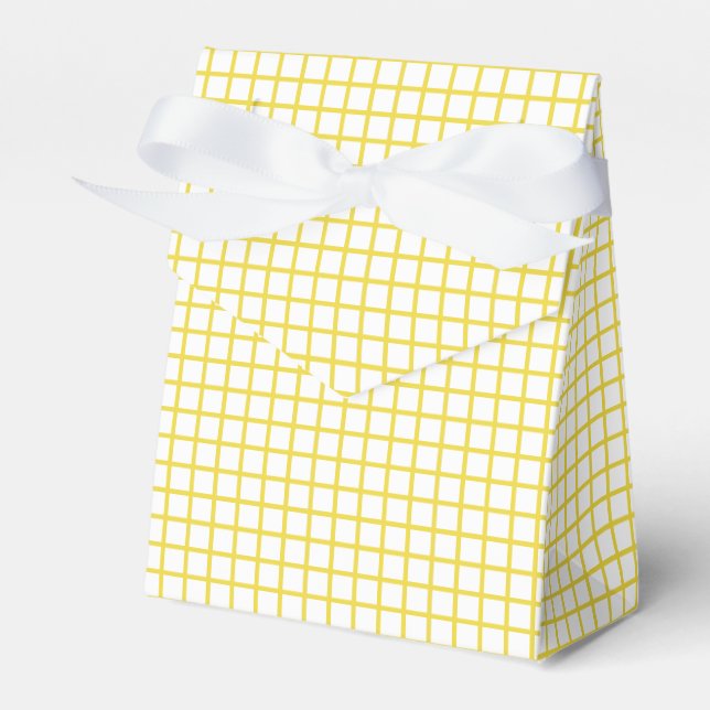 Caixinha De Lembrancinhas Treliça Amarelo Dourado - Branco (Frente)