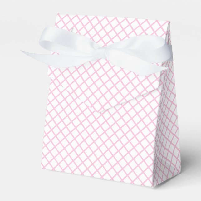 Caixinha De Lembrancinhas Trellis Diamante Rosa Claro - Branco (Frente)