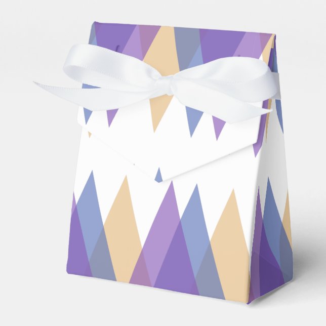 Caixinha De Lembrancinhas Triângulos roxos, azuis e amarelos (Frente)