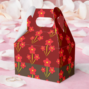 Caixinha De Lembrancinhas Trio de Flores Vermelhas Minimalistas Design