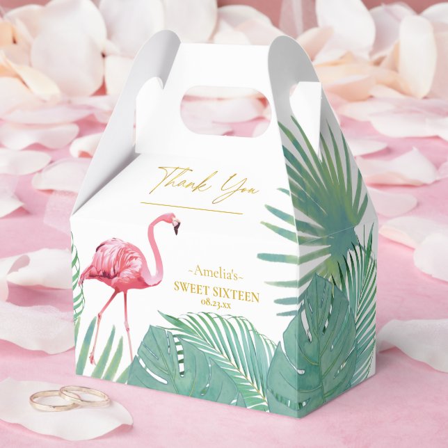 Caixinha De Lembrancinhas Tropical Flamingo Palms Sweet 16 ID922 (Casamento)