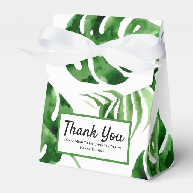 Caixinha De Lembrancinhas Tropical Palm Leaf Birthday Favor Box (Frente)