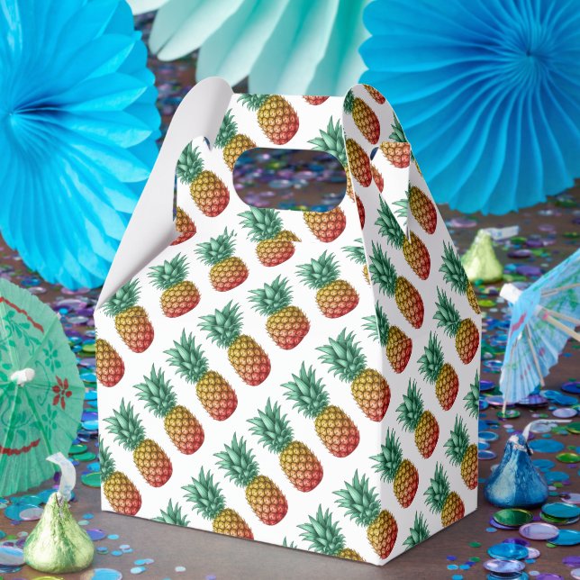 Caixinha De Lembrancinhas Tropical party with retro pineapple (Festa)