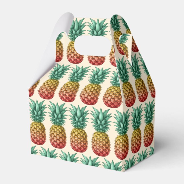 Caixinha De Lembrancinhas Tropical party with retro pineapple (Frente)