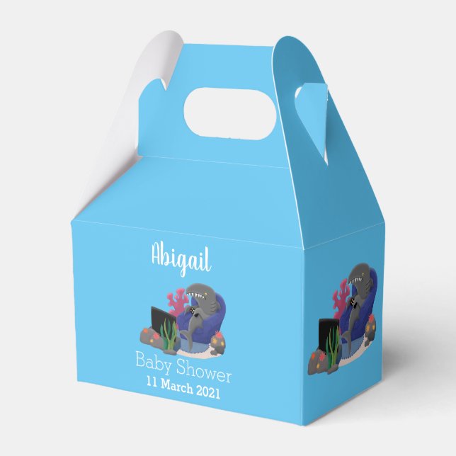 Caixinha De Lembrancinhas Tubarão engraçado assistindo desenhos animados na  (Frente)