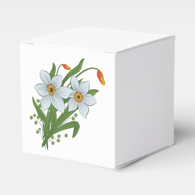 Caixinha De Lembrancinhas Tulipas e Flores de Narcisos (Frente)