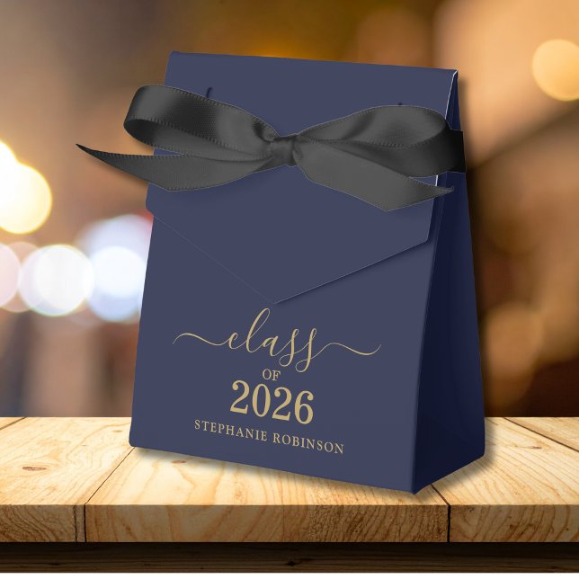 Caixinha De Lembrancinhas Turma de 2026 Formatura Blue Gold Script (Criador carregado)