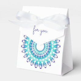 Caixinha De Lembrancinhas Turquesa oral étnica Mandala.