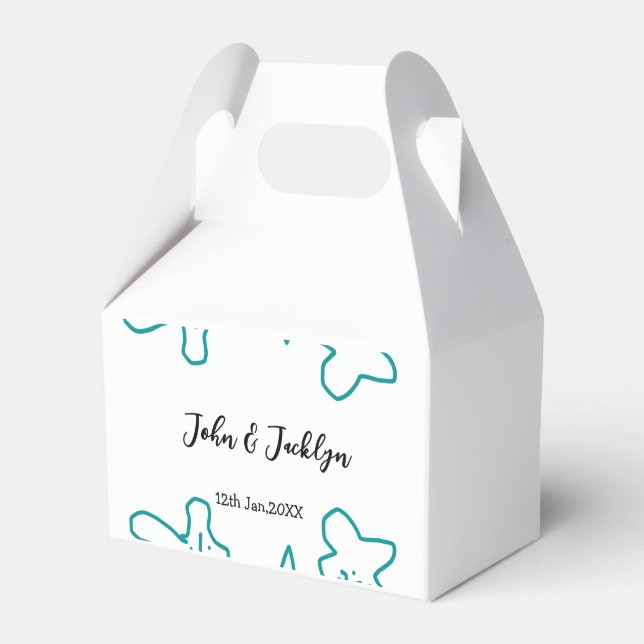 Caixinha De Lembrancinhas Turquoise blue wedding couple name date flstylish  (Frente)