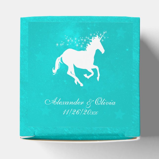 Caixinha De Lembrancinhas Turquoise Unicorn Weding Box (Topo)
