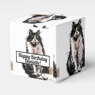 Caixinha De Lembrancinhas Tuxedo Cat Black Birthday Cats Cake Favor Box