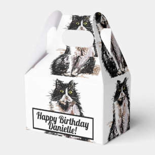 Caixinha De Lembrancinhas Tuxedo Cat Black Birthday Cats Cake Favor Box