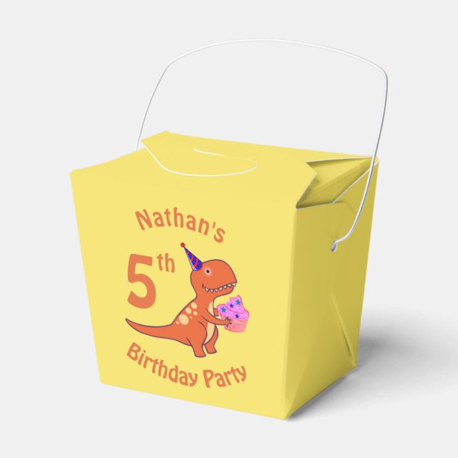 Caixinha De Lembrancinhas Tyrannosaurus Dinosaur Cartoon Aniversário (Frente)
