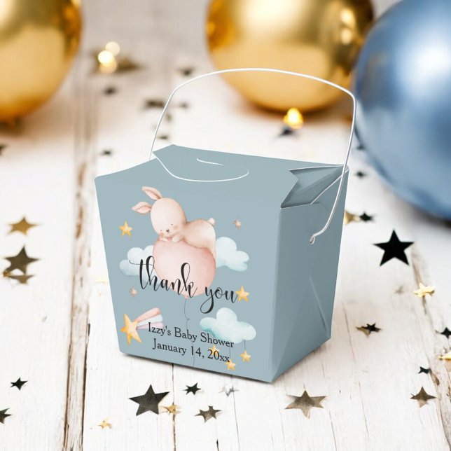 Caixinha De Lembrancinhas Um balão coelho e Chá de fraldas de estrelas (Criador carregado)