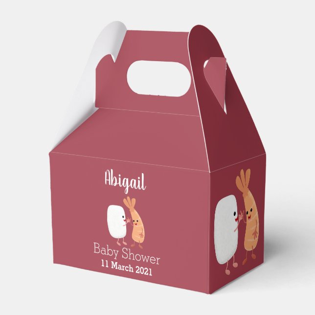 Caixinha De Lembrancinhas Um desenho animado de amigos de camarão de arroz d (Frente)