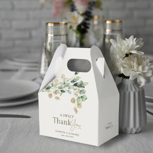 Caixinha De Lembrancinhas Um doce obrigado Casamento Dourado Eucalyptus Gree