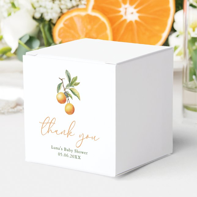 Caixinha De Lembrancinhas Um Pequeno Doce a Caminho Chuvada de Bebê Laranja (Criador carregado)