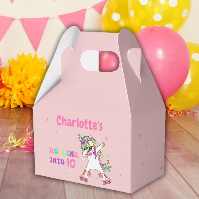 Caixinha De Lembrancinhas Unicorn Roller Skating no Aniversário (Criador carregado)