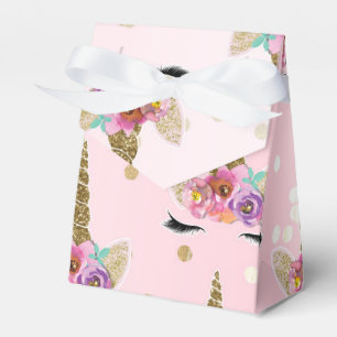Caixinha De Lembrancinhas Unicórnio Rosa e Dourado Chifre Floral Festa de An