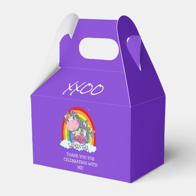 Caixinha De Lembrancinhas Unicórnio roxo (Frente)