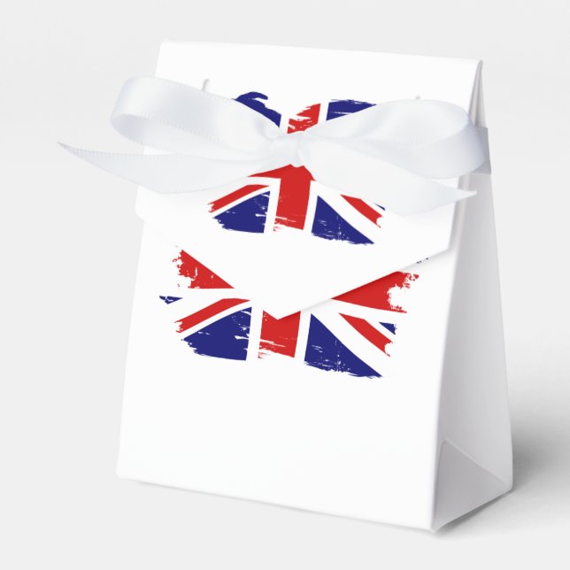 Caixinha De Lembrancinhas Union Jack British Flag Com Grunge (Frente)