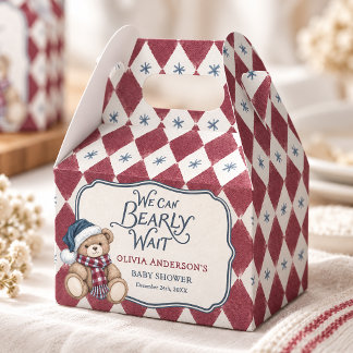 Caixinha De Lembrancinhas Ursa de Natal Menino Prep Baby Shower