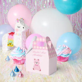 Caixinha De Lembrancinhas Ursinho Gingham Rosa