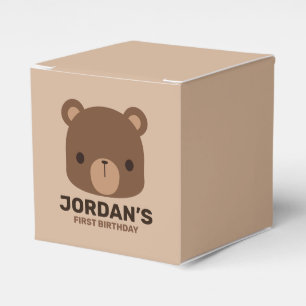 Caixinha De Lembrancinhas Urso Castanho Bonito com Nome Personalizado