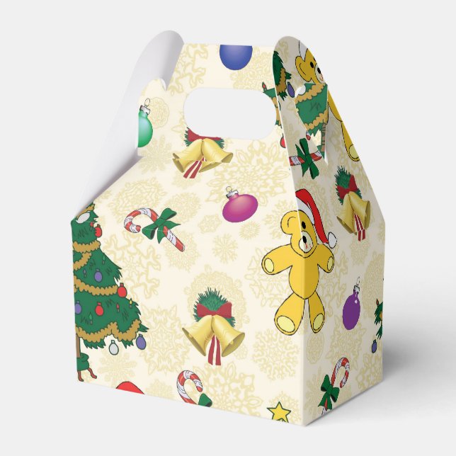 Caixinha De Lembrancinhas Urso de Natal, sinos e árvore (Frente)