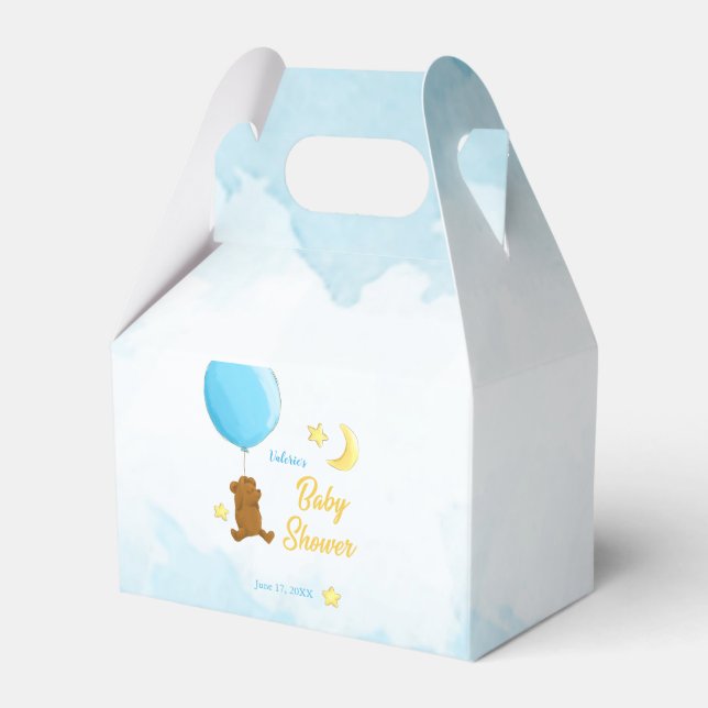 Caixinha De Lembrancinhas Urso de pelúcia com chá de fraldas de balão (Frente)