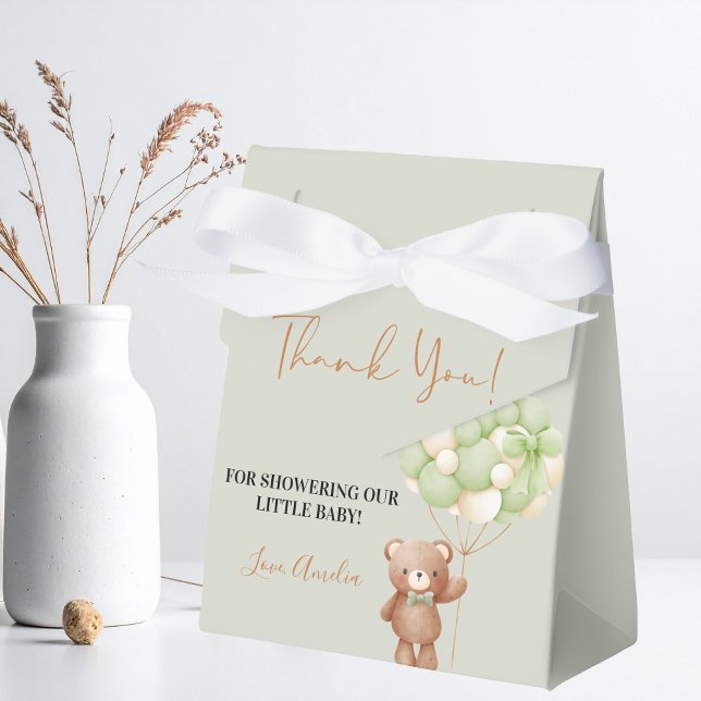 Caixinha De Lembrancinhas Urso Nervoso Verde Neutro Oh Bebê Balão (Criador carregado)