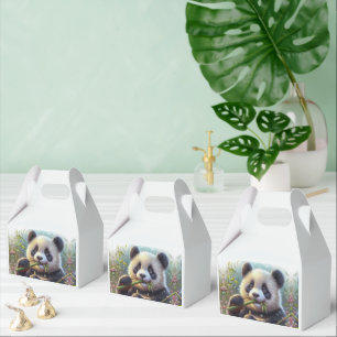 Caixinha De Lembrancinhas Urso Panda Adorável Comendo Bambu