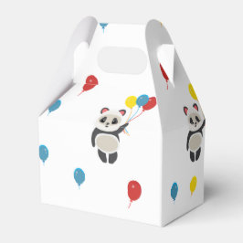 Caixinha De Lembrancinhas Urso-Panda com balões brancos