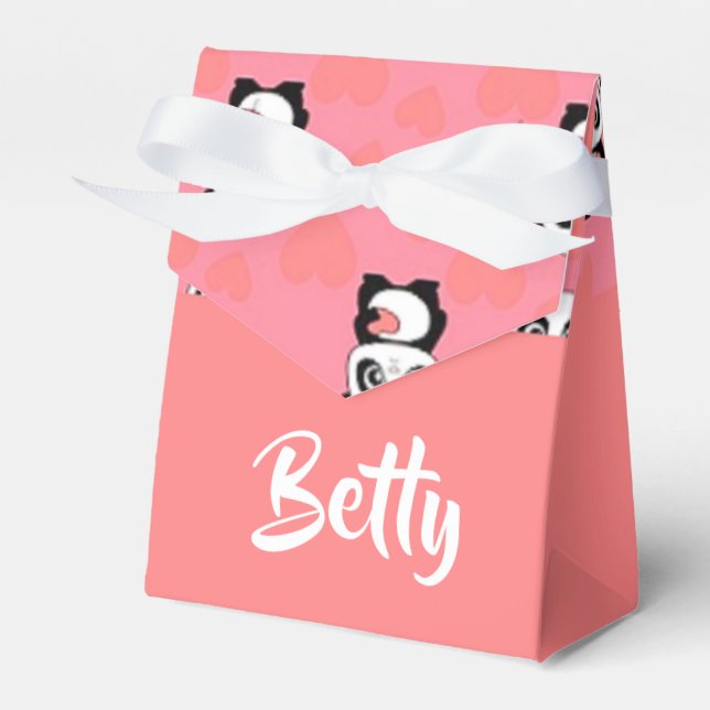 Caixinha De Lembrancinhas Ursos pandais adoram um padrão rosa (Frente)