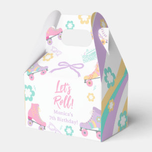 Caixinha De Lembrancinhas Vamos Rolar Patins Retro Menina Aniversário Pastel